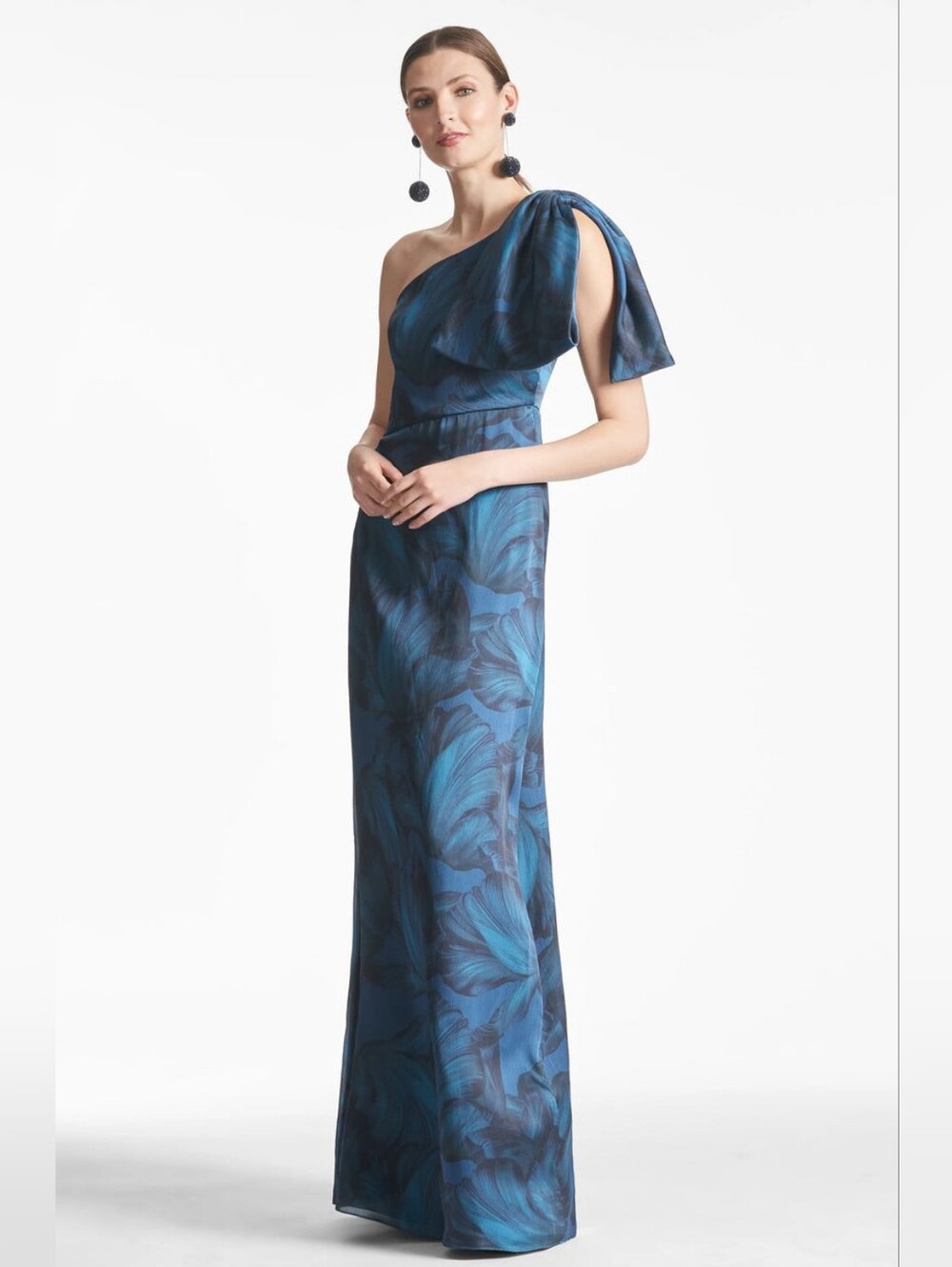 Sachin & Babi "Chelsea" One Shoulder Bow Gown